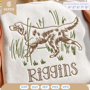 Pointer Hunting Dog Run Stitch Embroidery Design, Hungting Dog Fill Sketch: Multiple Sizes & Formats (Digital Download)