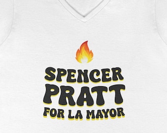 Spencer Pratt for LA Mayor | Women's V-Neck Shirt | Groovy Los Angeles Fire Ladies Tshirt