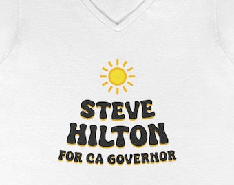 Steve Hilton for CA Governor | Women's V-Neck Shirt | California Groovy Sun Ladies Top