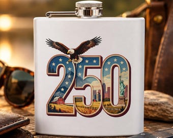 America 250 Flask, Patriotic Drink Accessory, Father's Day Gift for Dad, Grandpa, or Husband