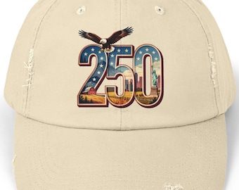 250 USA Distressed Hat | Patriotic Eagle 250th Anniversary Cap