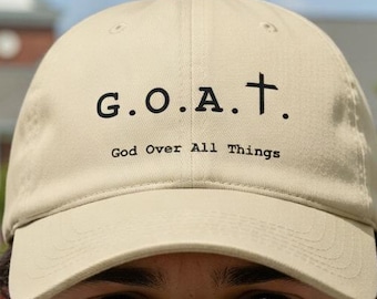 GOAT Hat | God Over All Things Adjustable Hat | Christian Cross Faith Baseball Cap