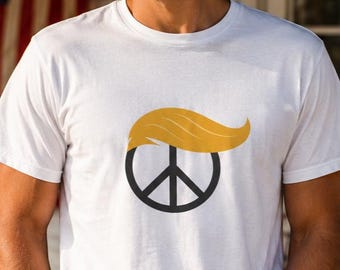 MAGA Peace Symbol Trump Hair T-Shirt - Funny Donald Trump Peacemaker Unisex Graphic Tee