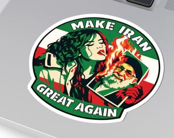 Make Iran Great Again 3in Sticker | MIGA Iranian Woman Lighting Cigarette Sticker