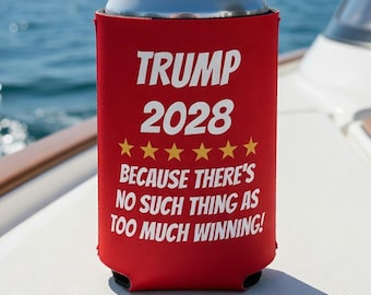 Trump 2028 Red Can Koozie | Funny Republican Beer Cooler Sleeve, Slim Regular