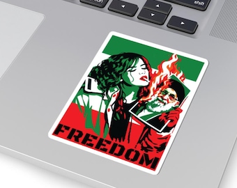 Iranian Woman Lighting Cigarette | 3" Sticker | Free Iran FREEDOM Decal