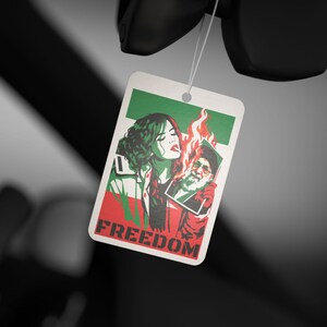 Free Iran | Air Freshener | Iranian Woman Lighting Cigarette, Anti-Khamenei Freedom Protest Car Decor image 5