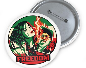 Iranian Woman Lighting Cigarette | 3" Button | Free Iran FREEDOM Protest Pin
