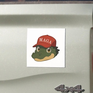 Alligator Wearing MAGA Hat | Bumper Magnet | 5&quot; x 5&quot;