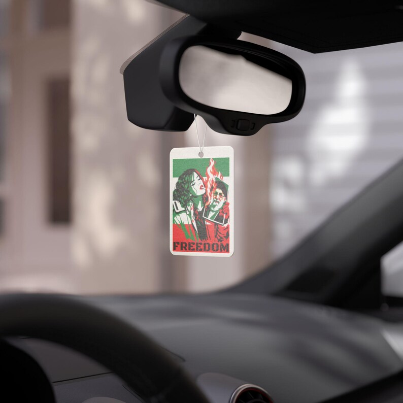 Free Iran | Air Freshener | Iranian Woman Lighting Cigarette, Anti-Khamenei Freedom Protest Car Decor image 6