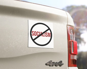 No Socialism Bumper Magnet - 5x5 Conservative Car Decal, Anti Socialism Republican Political Accessory