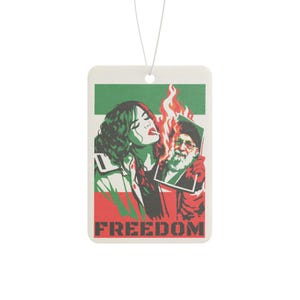 Free Iran | Air Freshener | Iranian Woman Lighting Cigarette, Anti-Khamenei Freedom Protest Car Decor image 2