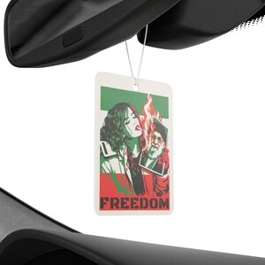 Free Iran | Air Freshener | Iranian Woman Lighting Cigarette, Anti-Khamenei Freedom Protest Car Decor image 4