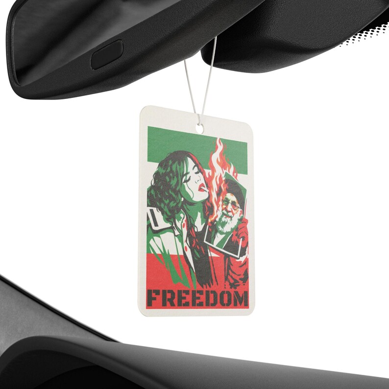 Free Iran | Air Freshener | Iranian Woman Lighting Cigarette, Anti-Khamenei Freedom Protest Car Decor image 4