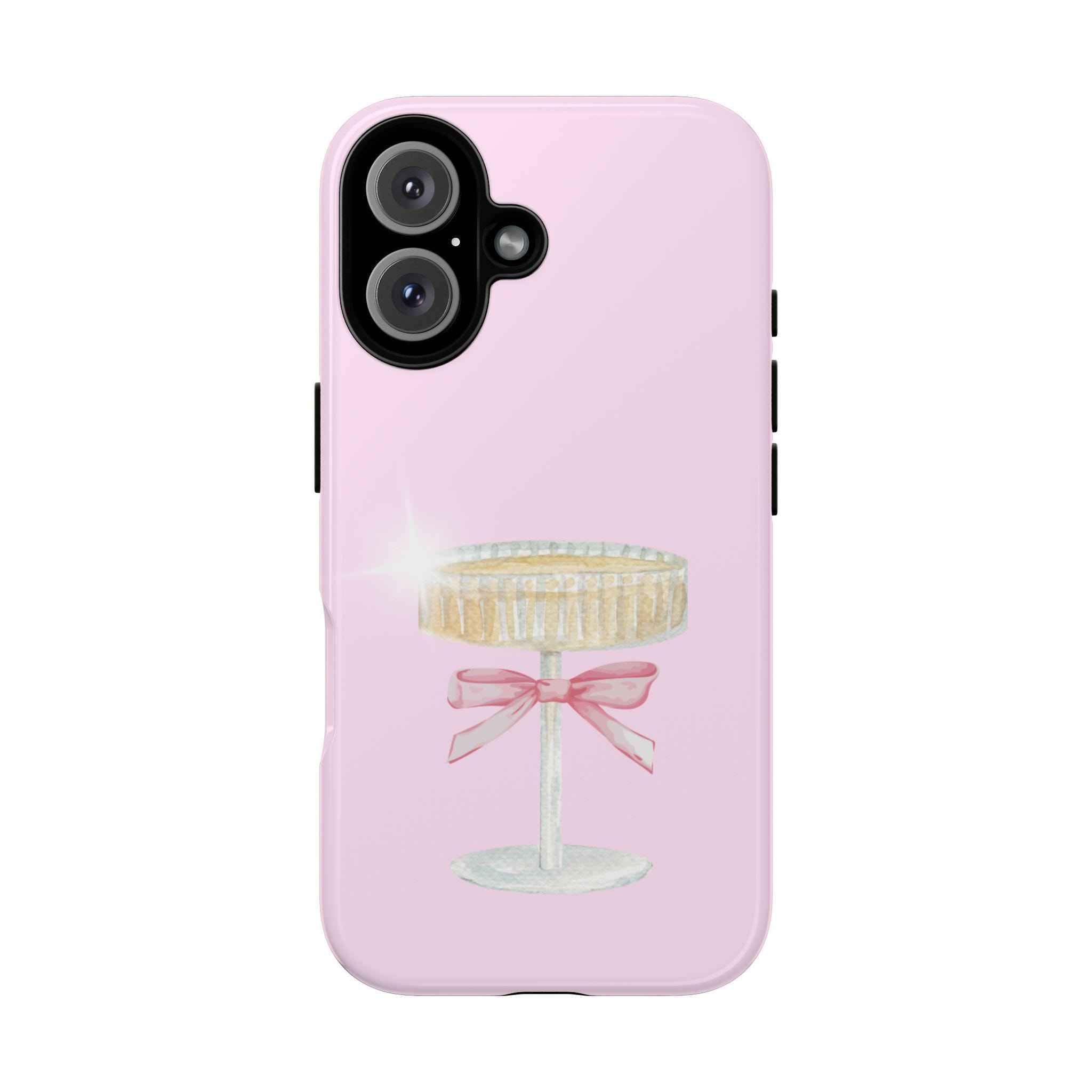 Phone Case, Pink Coquette Cocktail Tough Case for iPhone, Samsung, Google Pixel - Protective Cover, Cute Gift for Her, Fun Accessories,
