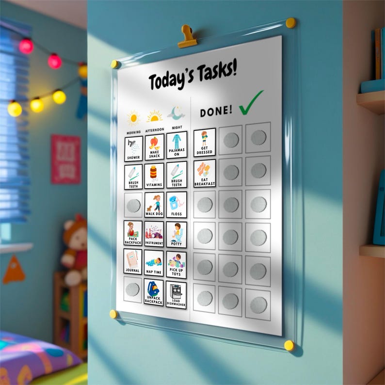Kids Chore Chart: Daily Routine, Task Icons (printable PDF Download - Etsy