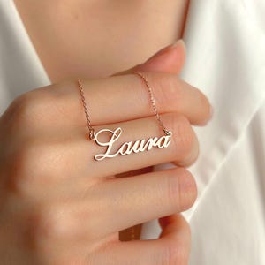 Personalized 14K Solid Gold Name Necklace, Custom Name Jewelry, Perfect Gift for Her, Birthday Gifts, Minimalist Pendant, Summer Necklace