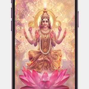 Goddess Lakshmi iPhone Wallpaper – Divine Abundance, Wealth, and Prosperity Energy Background