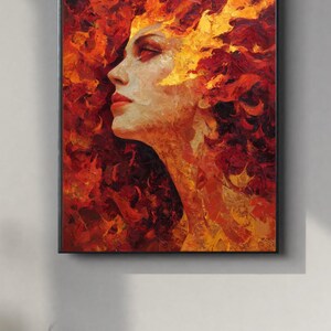 Fire Spirit Poster, Surreal Woman in Flames | Mystical Wall Decor
