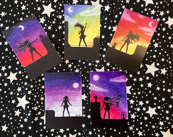 Sailor Moon Silhouetten Prints - Mond Merkur Mars Jupiter Venus - GESCHENK