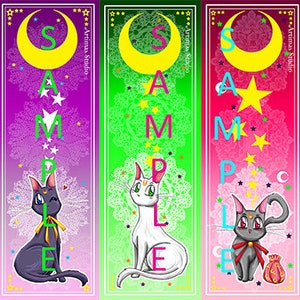 Sailor Moon - Luna, Artemis, Diana Bookmark - Moon Cats - gift