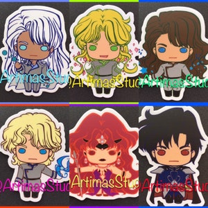 Kunzit, Zoisit, Nefrit, Jadeit, Drottning Beryl och Ond Endymion Stansade klistermärken - gåva - Dark Kingdom Sailor Moon