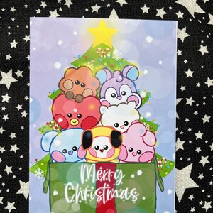Kpop Weihnachtskarten Englisch - Französisch - Gestanzte Aufkleber - GESCHENK - Feiertage