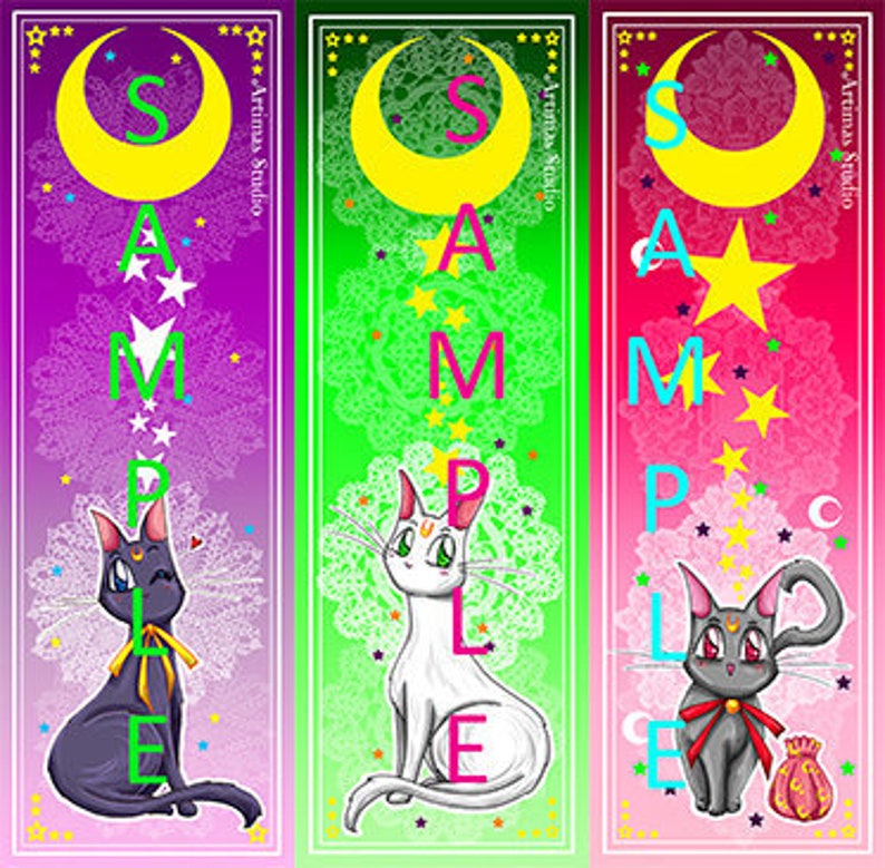 Sailor Moon Luna Artemis Diana Bookmark Moon Cats Gift Etsy Sailor Moon Luna Artemis Diana Bookmark Moon Cats Gift Etsy
