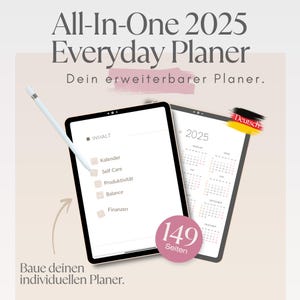 Daily Planner Digital German 2025 | Expandable Modular Planner Mindfulness Workout Budget Finance Gratitude Time Management Study