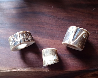 Large hole beads, horn beads for dreads, decorated beads