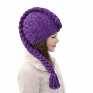 Kpop Demon Hunters Rumi Beanie Crochet Pattern PDF Tutorial Video.Purple Braided Kpop Hat Pattern.Girls Beanie.Child & Adult Sizes.