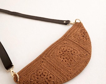 Granny Square Crossbody Bag DIY Instructions Pattern ,Easy Boho Crochet Purse