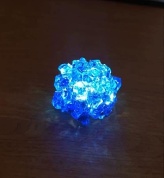 Hextech Crystal Replica, Blue Light Crystal With Base for Jinx