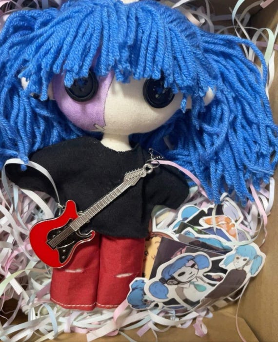 Sally Face Plush Doll With Guitar, Handmade Sal Fisher Plush Toy