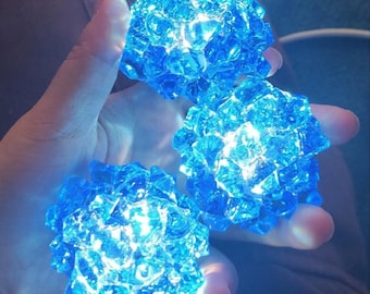 Réplica de cristal Hextech, cristal de luz azul con base para accesorios de cosplay de Jinx, Jayce y Viktor, decoración de League of Legends, orbe arcano, gema.