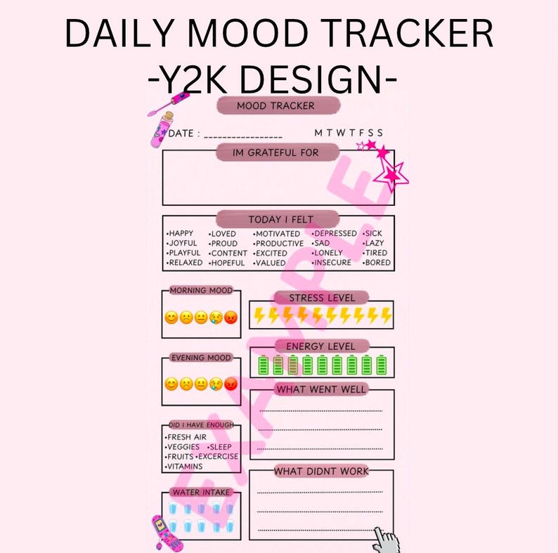 Daily Mood Tracker | Printable Mental Health Planner | Aesthetic Soft ...