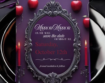 Evil Queen Save the Date | Dark Villain Birthday Invite (Digital Download)