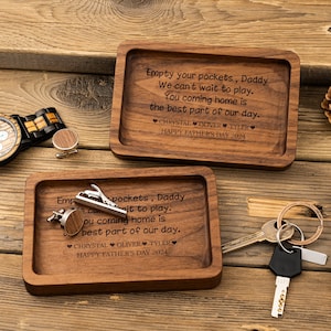 Bandeja de valet para papá, Regalo del Día del Padre, Regalos para papá nuevo, Bandeja para atrapar todas las mesas, Volver a casa es la mejor parte de mi día, Bandeja de valet personalizada
