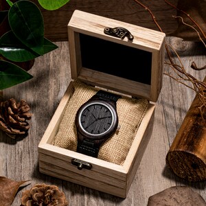 Montres en bois personnalisées pour hommes, montre pour homme personnalisée avec boîte en bois, cadeaux de garçons d'honneur, meilleur cadeau d'homme, cadeau pour homme, cadeaux de Noël pour homme image 7