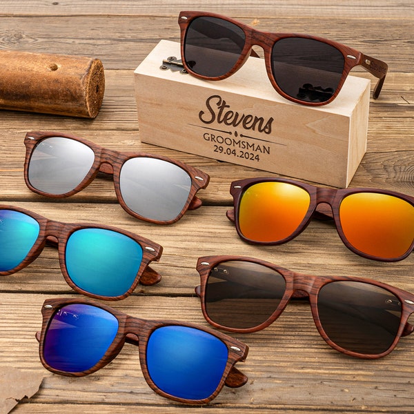 Personalized Wooden Sunglasses, Groomsmen Gifts, Groomsman Proposal, Custom Engraved Wood Sunglasses, Bachelor Party Wedding Gifts for Guys