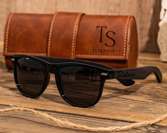 Personalized Ebony Wood Sunglasses, Engraved Wood Sunglasses, Groomsman Sunglasses, Groomsmen Proposal, Groomsmen Gifts, Bachelor Party Gift