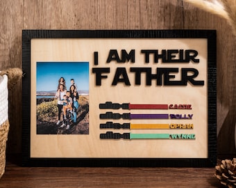 Fathers Day Gifts With Photo, I Am Their Father Wooden Sign, Unique Gift for Dad, Meaningful Sign For Dad, Custom Family Name Plaques