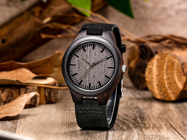 Montres en bois personnalisées pour hommes, montre pour homme personnalisée avec boîte en bois, cadeaux de garçons d'honneur, meilleur cadeau d'homme, cadeau pour homme, cadeaux de Noël pour homme image 2