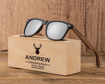 Personalized Walnut Wood Wooden, Groomsman Sunglasses, Gifts For Groomsmen, Bachelor Party Gift, Wedding Gift For Guys, Groomsmen Proposal