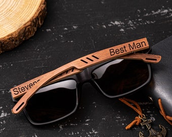 Personalized Wooden Sunglasses, Groomsmen Gifts, Groomsmen Proposal, Custom Engraved Unisex Sunglasses, Mens Gift, Groomsmen Sunglasses