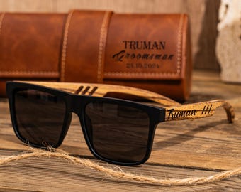 Gafas de sol personalizadas para padrinos de boda con estuche de cuero, regalos para padrinos de boda, regalo para padrinos de boda, regalo para el novio, regalos para despedidas de soltero, gafas de sol para padrinos de boda