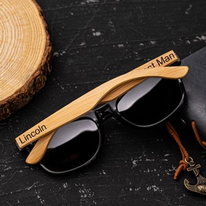 Personalized Bamboo Wood Sunglasses, Groomsmen Proposal, Groomsmen Gifts, Custom Engraved Polarized wooden sunglasses, Groomsmen Sunglasses