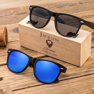 Personalized Ebony Wood Sunglasses, Engraved Wood Sunglasses, Groomsman Sunglasses, Groomsmen Proposal, Groomsmen Gifts, Bachelor Party Gift