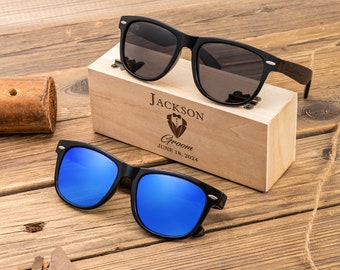 Personalized Ebony Wood Sunglasses, Engraved Wood Sunglasses, Groomsman Sunglasses, Groomsmen Proposal, Groomsmen Gifts, Bachelor Party Gift