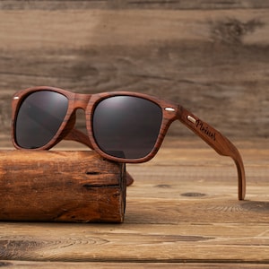 Personalized Polarized Wooden Sunglasses, Custom Wooden Sunglasses Box, Engraved Unisex Sunglasses, Wood Box, Mens Gift, Groomsmen Gifts
